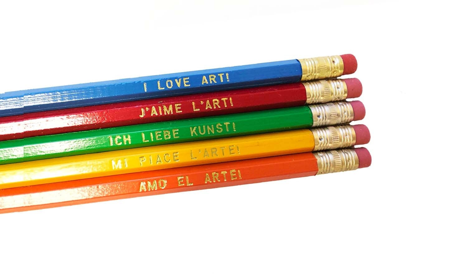 Set of 5 'I Love Art!' Language Pencils – Fly Paper Products